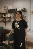  Đầm linen đen tay kẹo thêu tay Bạch Thiên Hương 