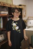  Đầm linen đen tay kẹo thêu tay Bạch Thiên Hương 