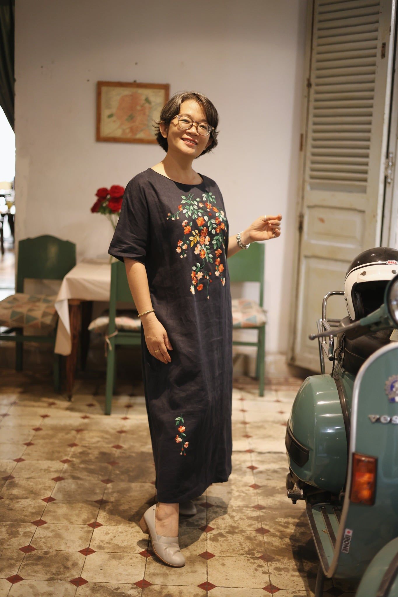  Đầm Muse linen thêu tay Đăng Tiêu 