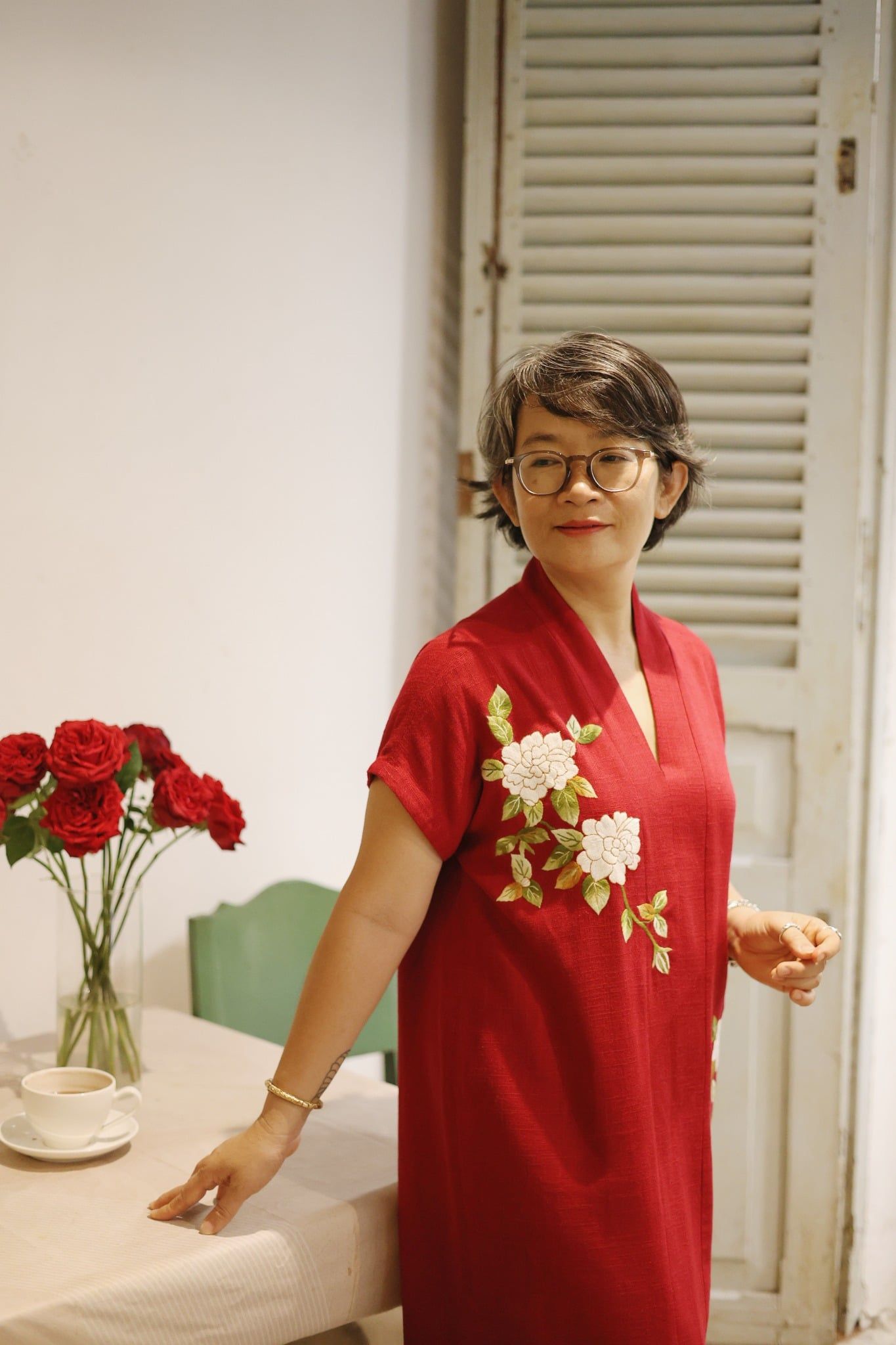 Đầm Yuna Kimono Đỏ thêu tay Bạch Thiên Hương 