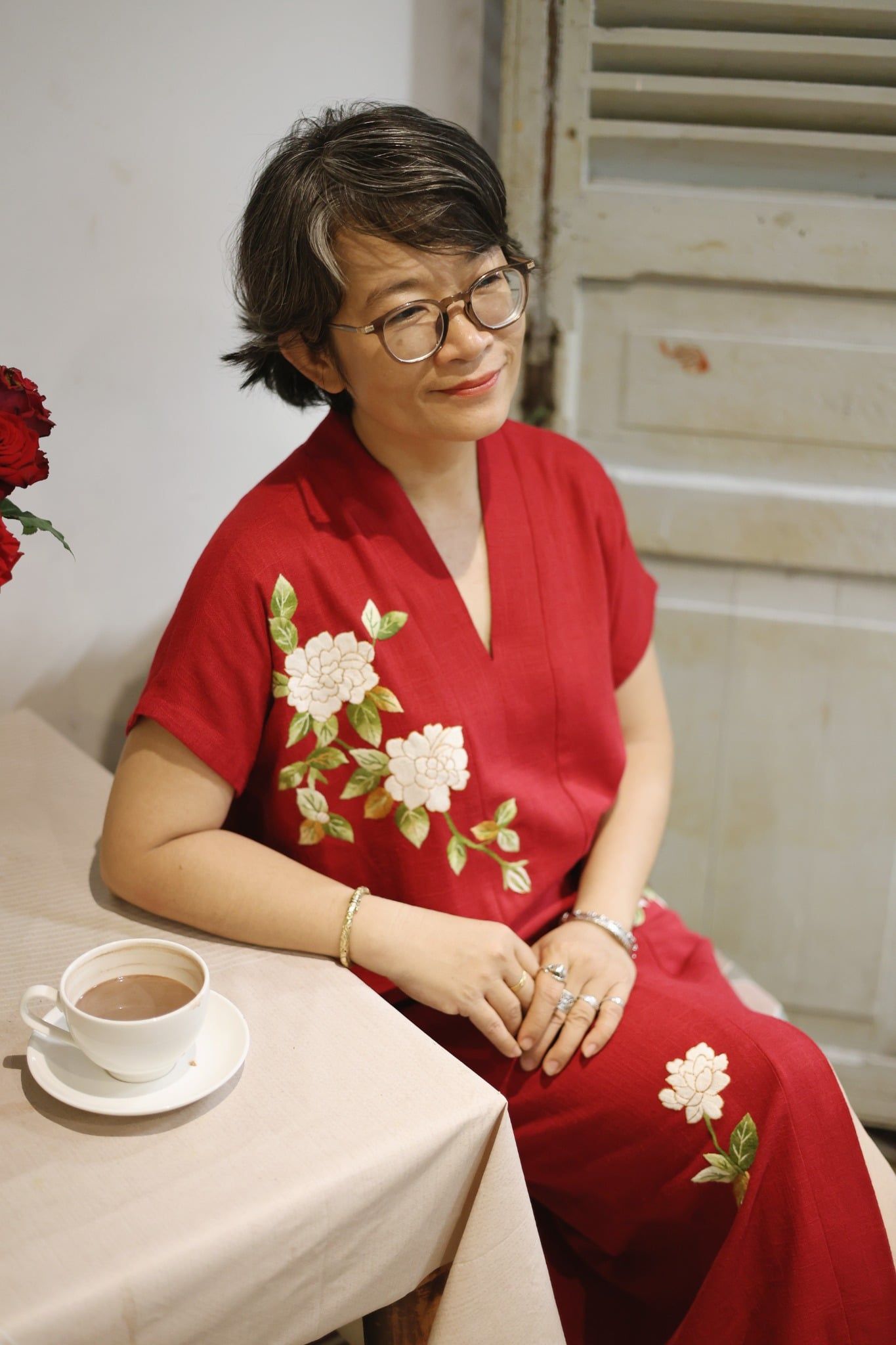  Đầm Yuna Kimono Đỏ thêu tay Bạch Thiên Hương 