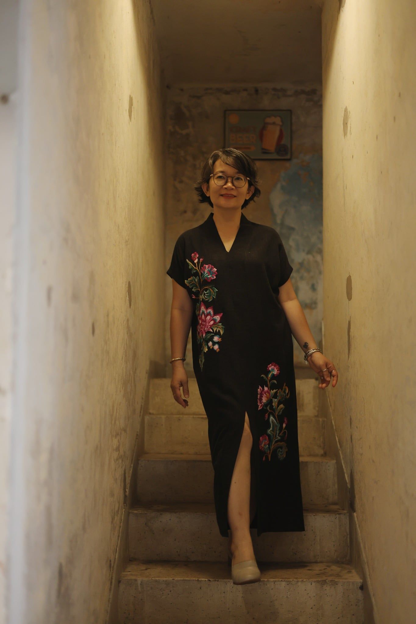  Đầm Yuna Kimono Xám thêu tay Heart Jacobean 