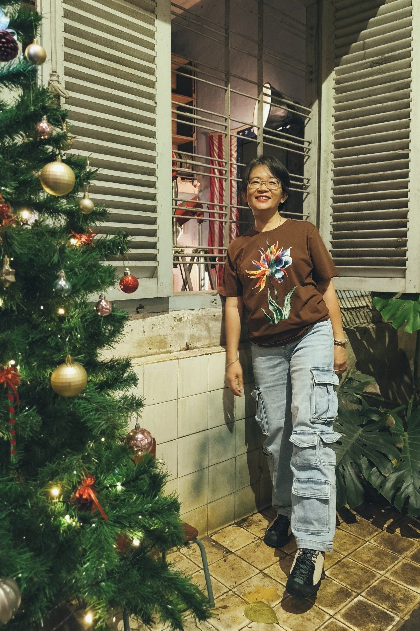  Áo thun Choco thêu tay Hoa Hạc Tiên 