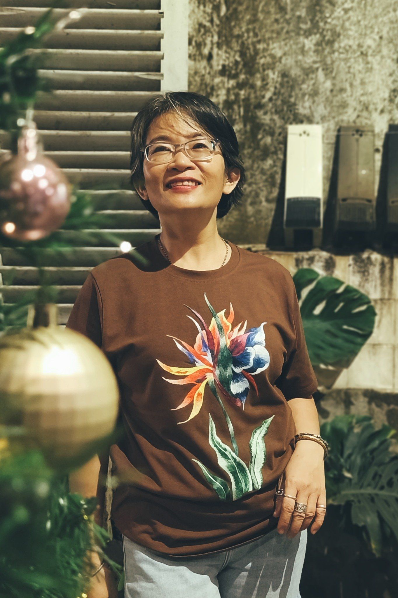  Áo thun Choco thêu tay Hoa Hạc Tiên 