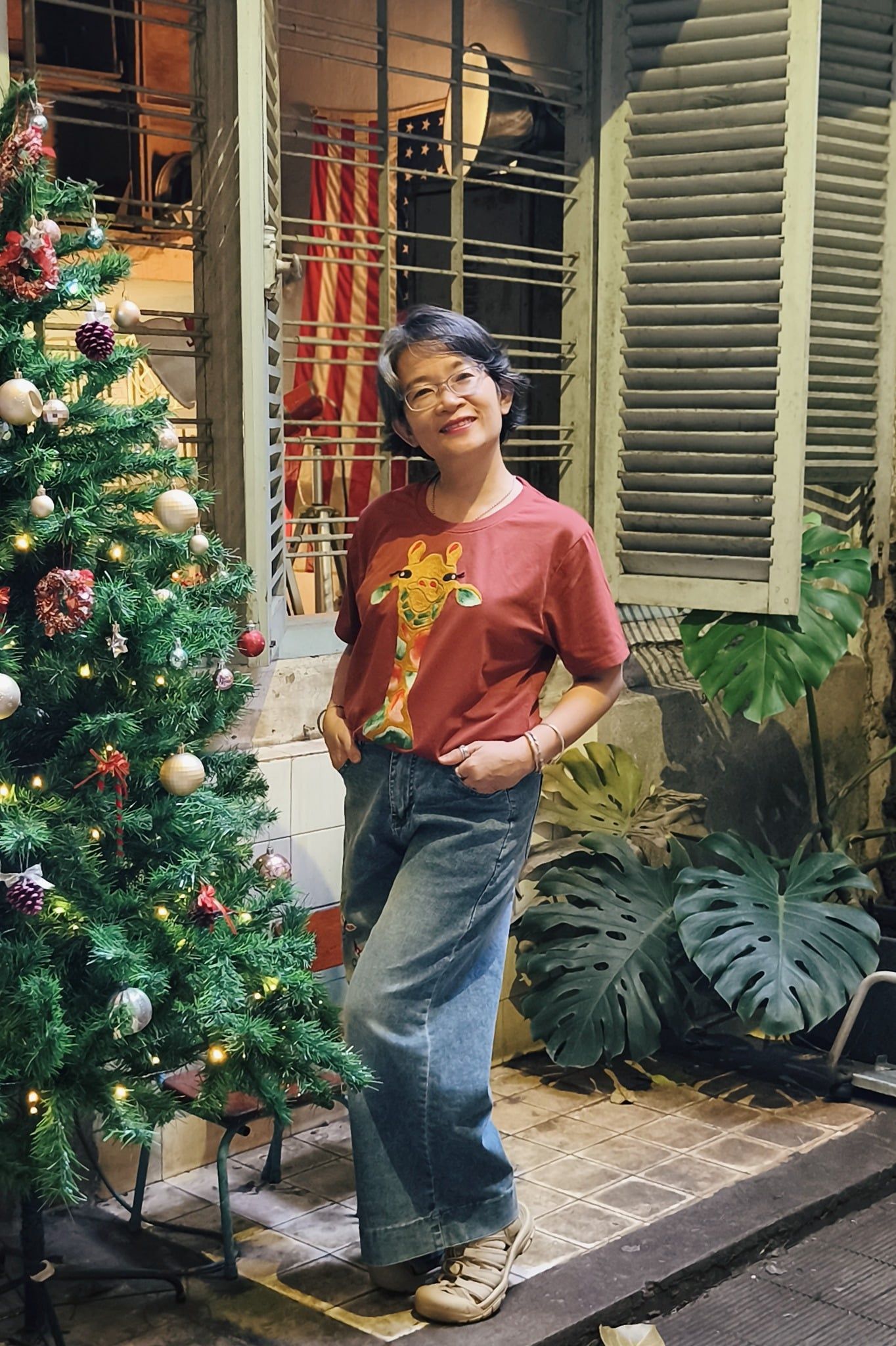  Áo thun Gạch thêu tay Hươu Tubin 