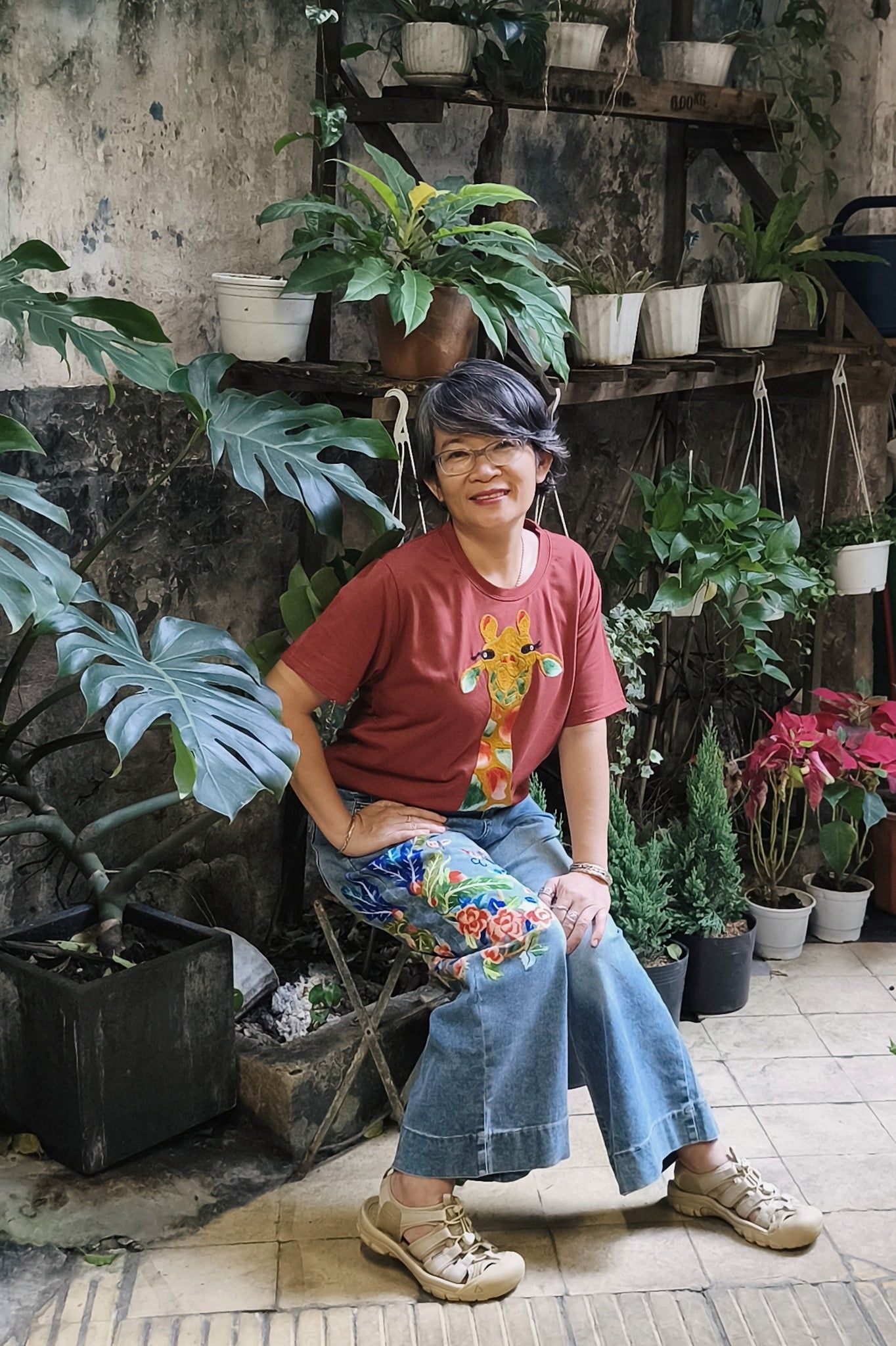  Áo thun Gạch thêu tay Hươu Tubin 