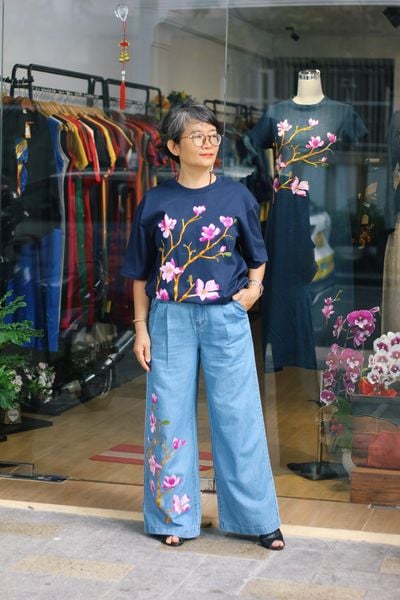  Quần Jeans thêu tay Hoa Mộc Lan 