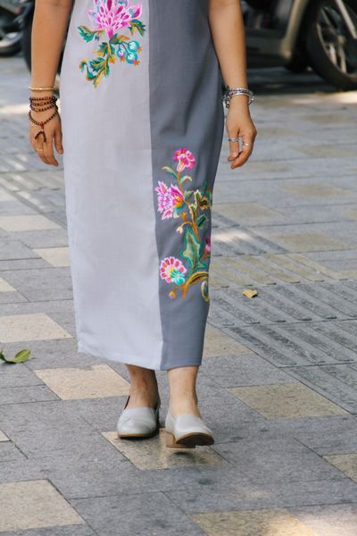  Đầm Yuna Kimono Xám thêu tay Heart Jacobean 