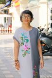  Đầm Tahera Xám Xám thêu tay Heart Jacobean 