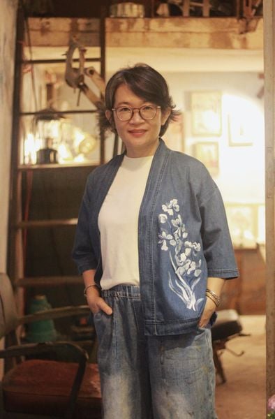  Áo khoác kimono denim thêu tay Lan Bướm 
