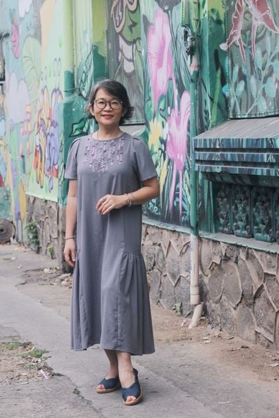  Đầm Remifa thêu tay Hoa Hồng Bọ 