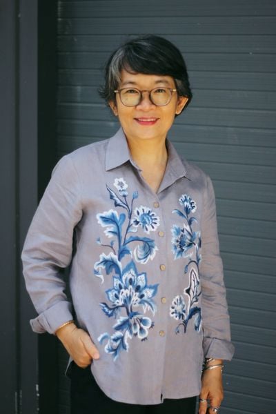  Áo chemsie Xám thêu tay Heart Jacobean 