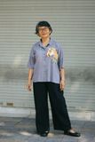  Áo chemise tay vuông xám thêu tay Tiểu Mã 