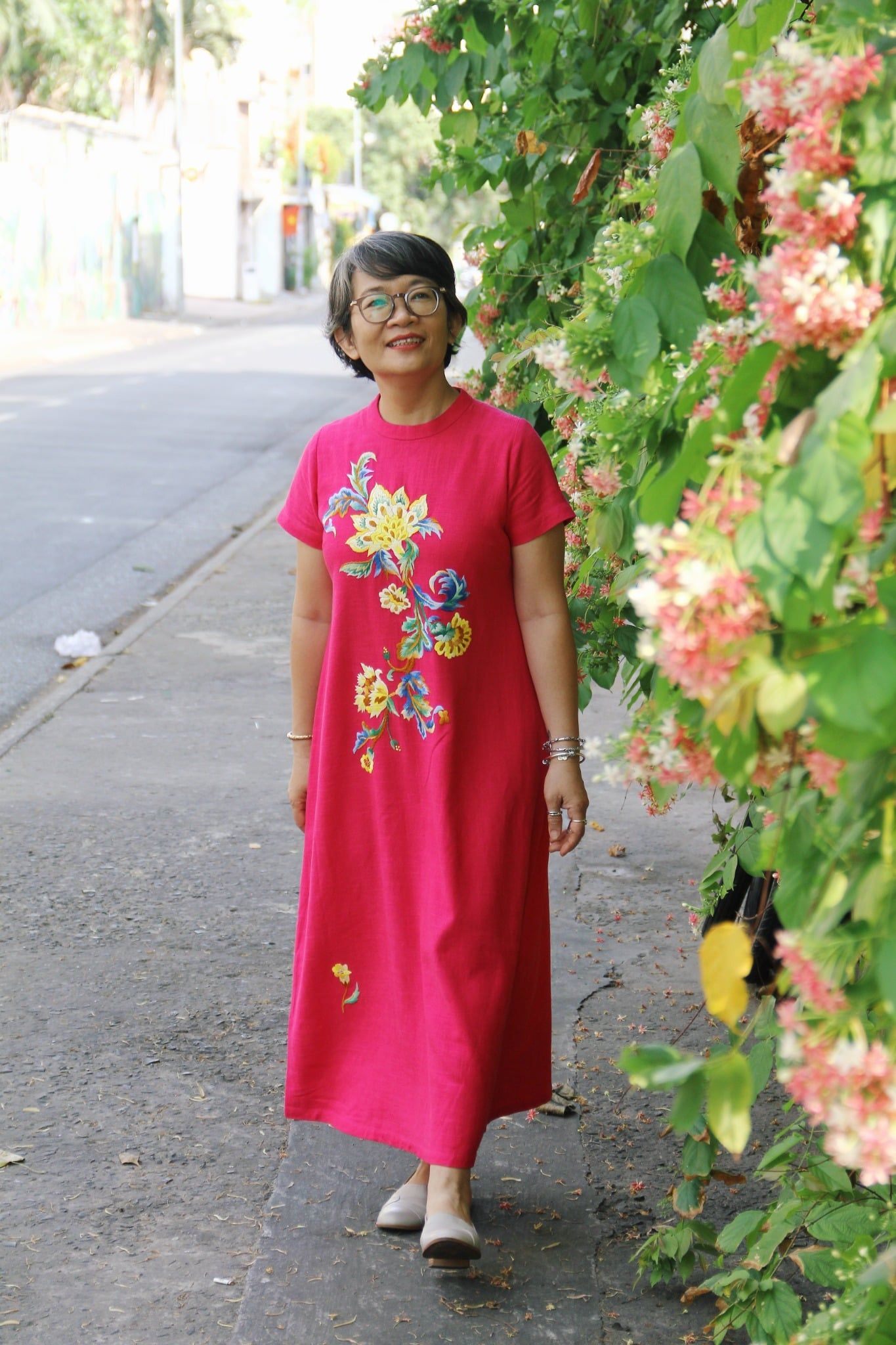  Đầm Selena Hồng Sen thêu tay Heart Jacobean 