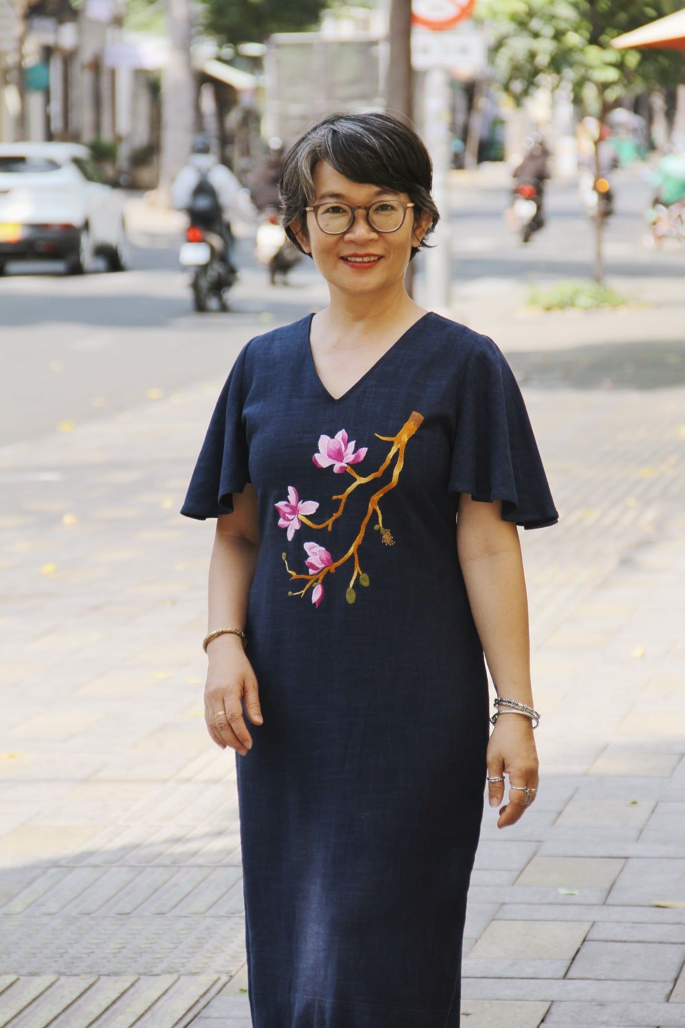 Đầm Monica xanh thêu tay Mộc Lan 