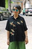  Áo chemise Đen thêu tay Lục Hạc 