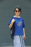  Áo linen xanh bíc thêu tay Hồng Mai 
