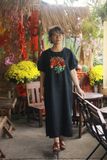  Đầm tay bồng Đen thêu tay Hỏa Mã 