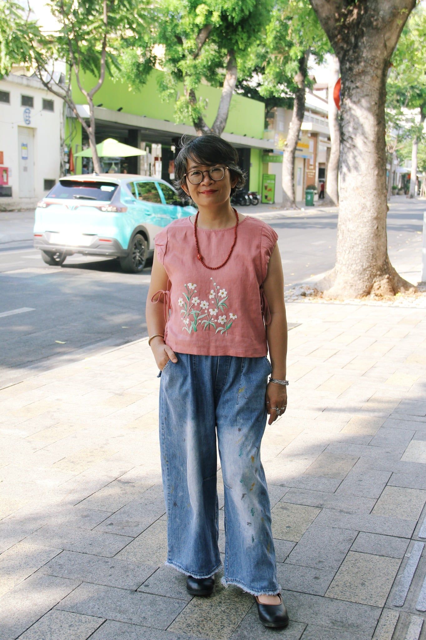  Áo lửng linen thêu tay Xuyến Chi 