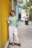  Quần linen be dáng nấm 