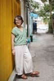  Quần linen be dáng nấm 