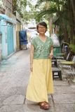  Áo crop V xanh cốm thêu tay xuyến chi 