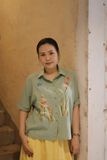  Áo chemise xanh cốm thêu tay Lan Bướm 