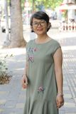  Đầm Oreno rêu thêu tay Mộc Lan 