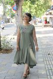  Đầm Oreno rêu thêu tay Mộc Lan 