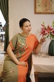  Đầm Tahera C Cam Rêu thêu Đăng Tiêu 