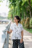  Áo linen trắng Ren thêu 