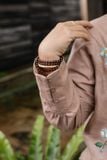  Áo linen thêu tay Hoa Dâu - tay nhúng cafe sữa 