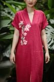  Đầm Yuna Kimono Tím Cẩm thêu tay Bông Giấy 