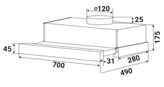 Máy Hút Mùi Âm Tủ KAFF KF-TL7001W – Cảm Ứng 3 Tốc Độ, Hút 750m³/h