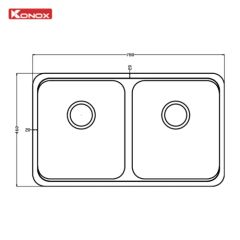 Chậu Rửa Chén Konox lắp âm 2 hố cân R50 Tari 7846DU