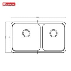 Chậu Rửa Chén Konox Lắp Âm 2 Hố Lệch R50 Tari 8246DU