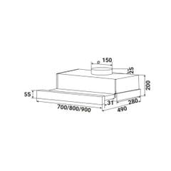 Máy Hút Mùi Âm Tủ KAFF KF-TL1008B – Gọn Đẹp, Tối Ưu Không Gian Bếp