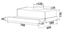 Máy Hút Mùi Âm Tủ KAFF KF-TL1007B – Thiết Kế Gọn Cho Bếp Hiện Đại