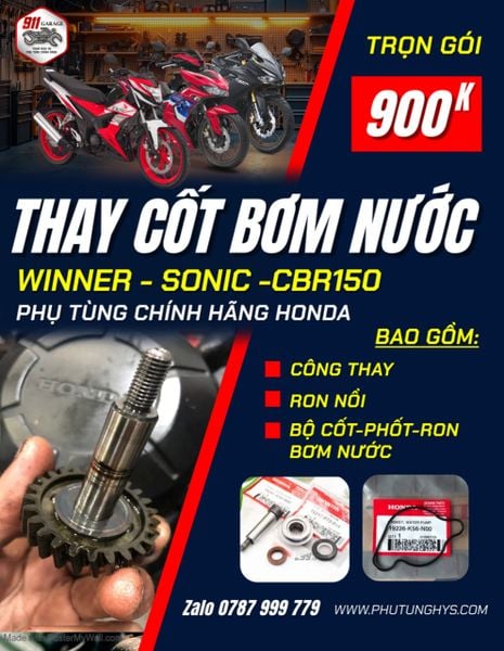 THAY CỐT VÀ PHỐT BƠM NƯỚC WINNERX - SONIC - CBR150