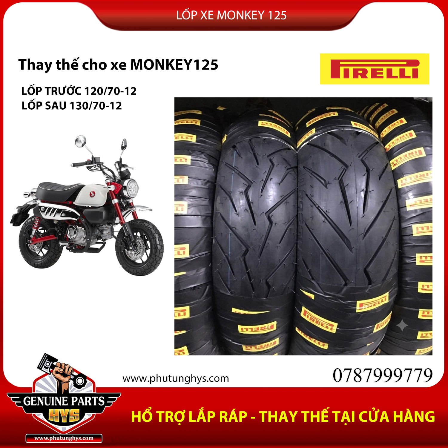 LỐP XE MONKEY PIRELLI DIABLO ROSSO SCOOTER