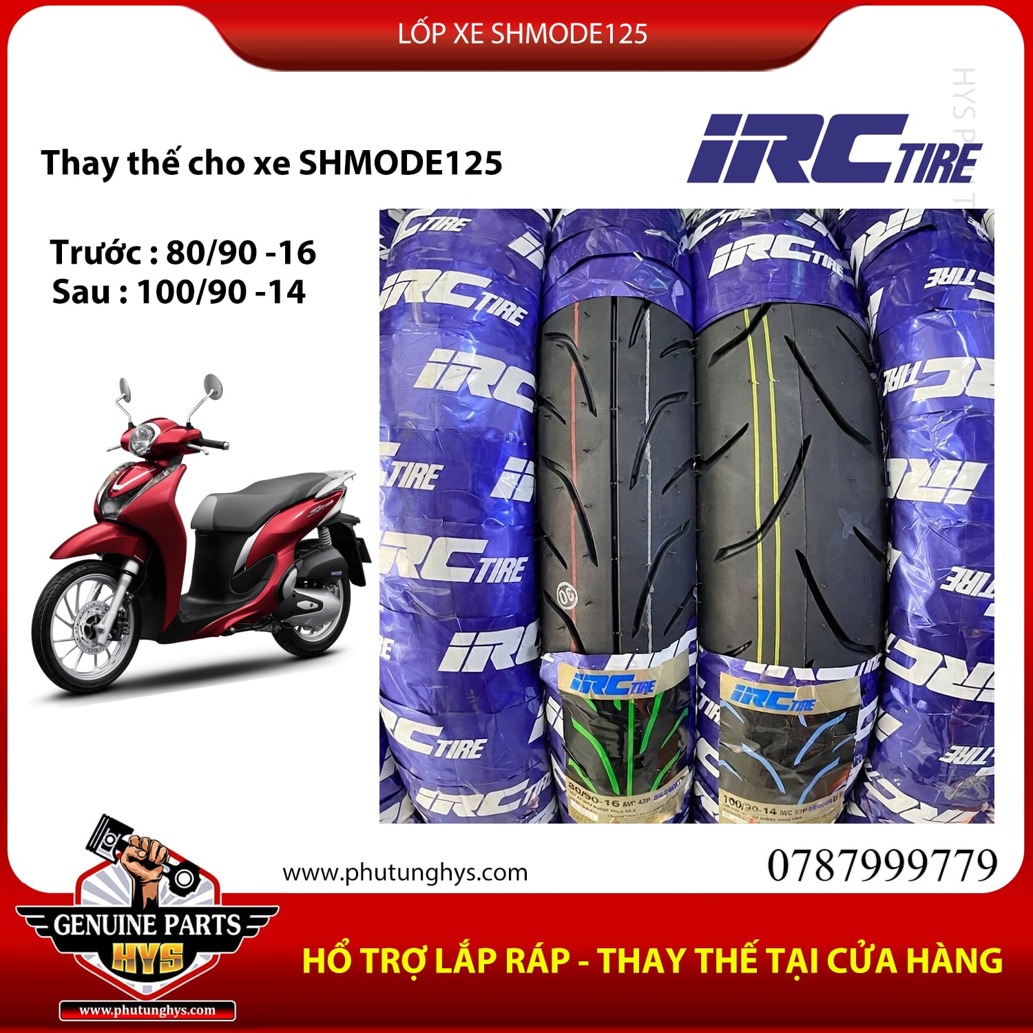 LỐP XE SHMODE 125 IRC