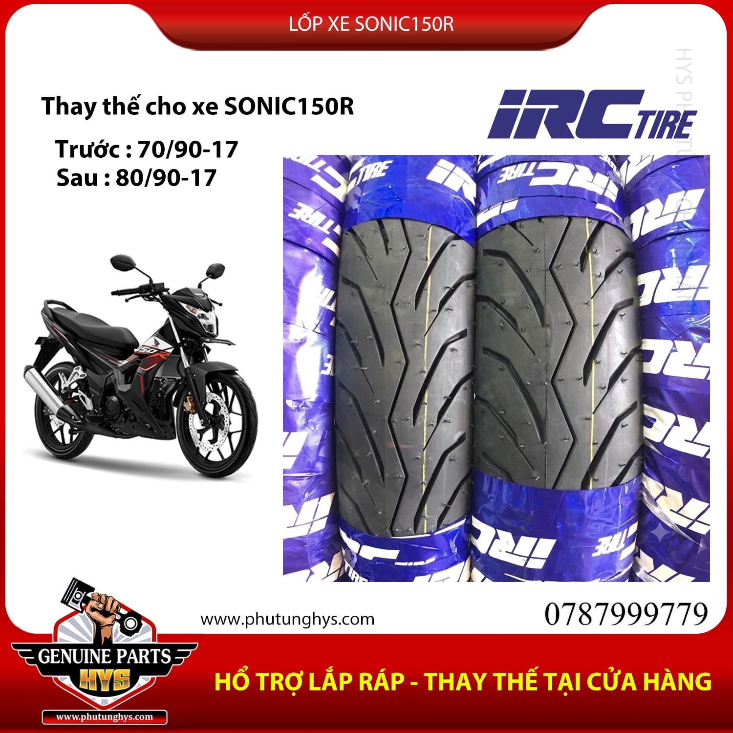LỐP XE SONIC150R IRC