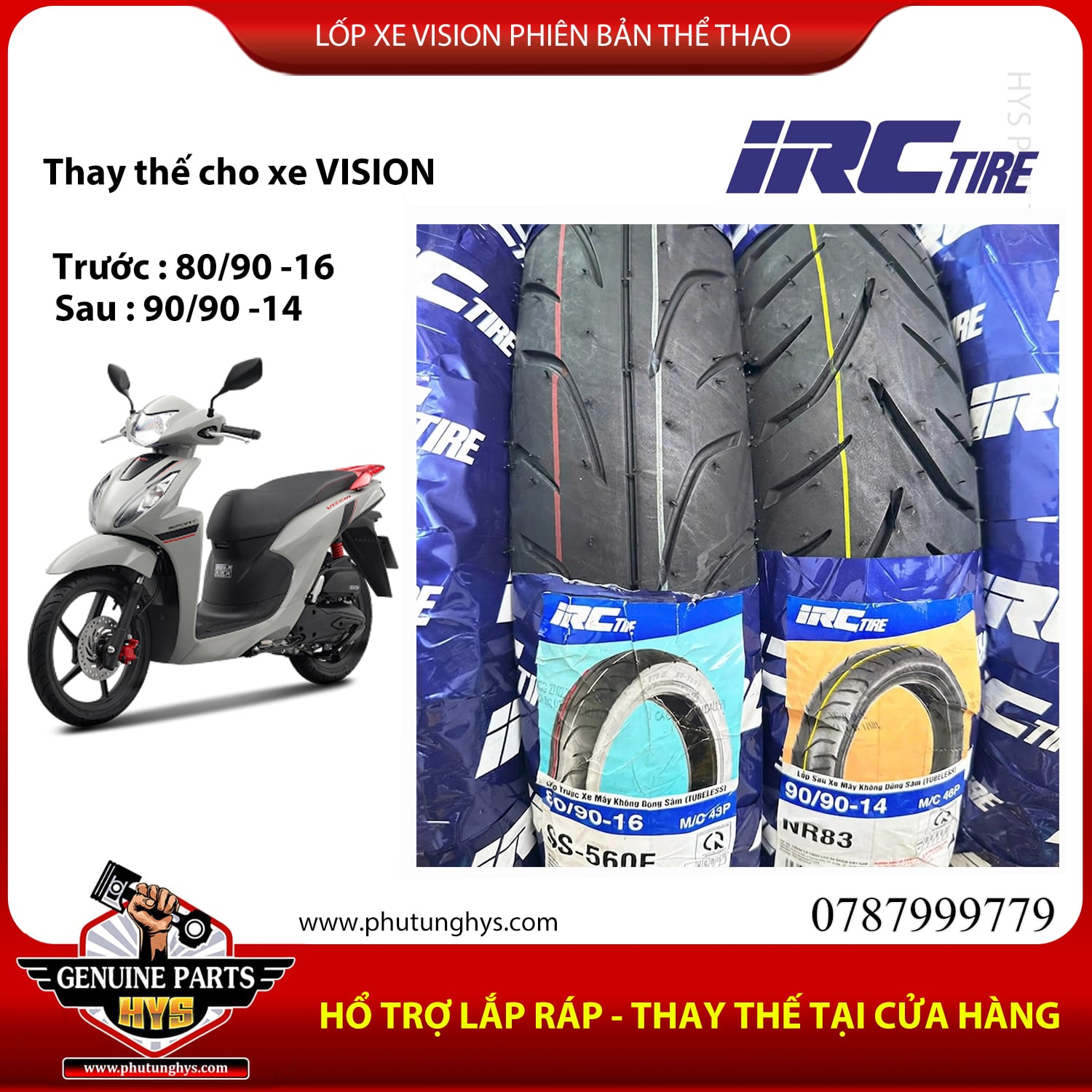 LỐP XE VISION PHIÊN BẢN THỂ THAO IRC