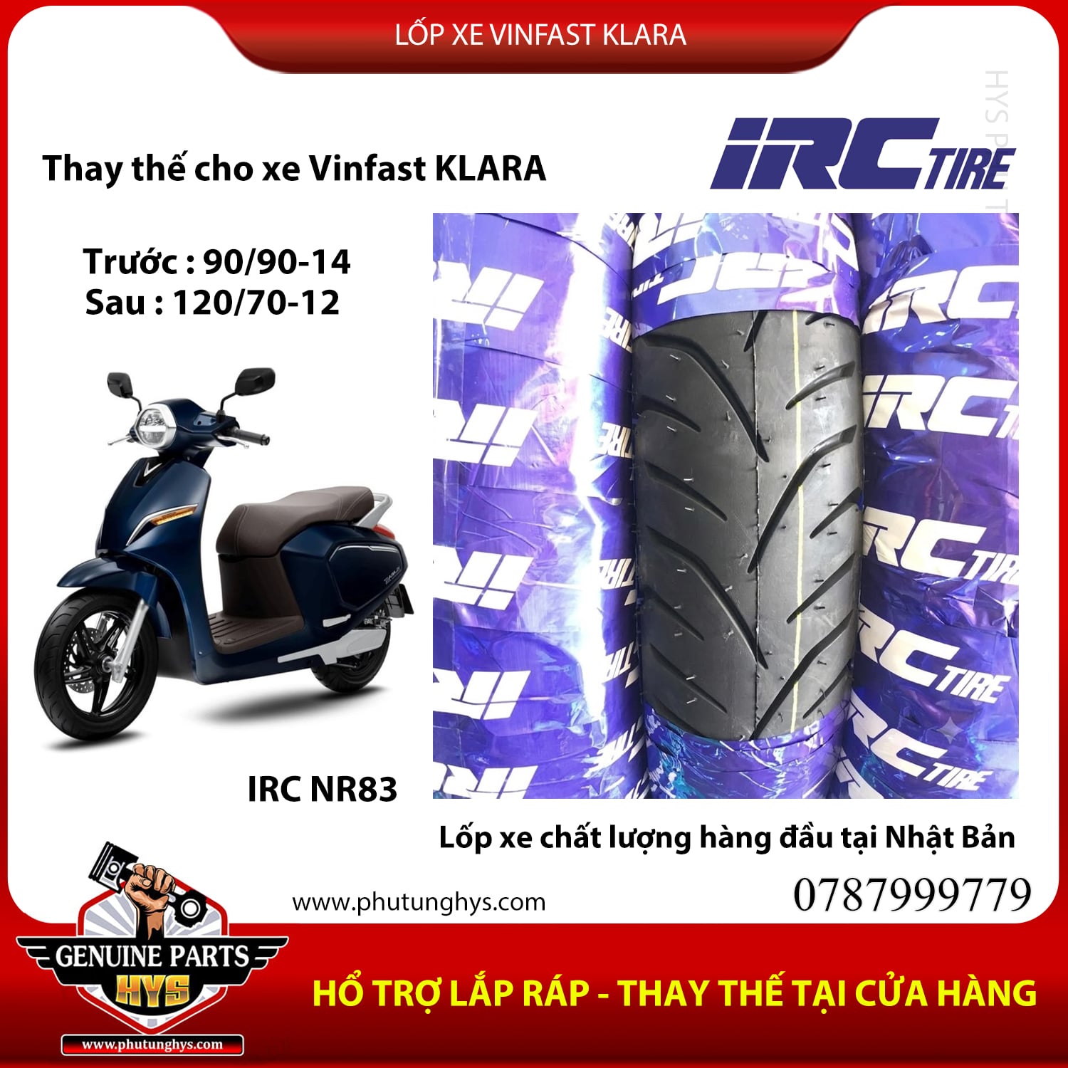 LỐP XE VINFAST KLARA IRC