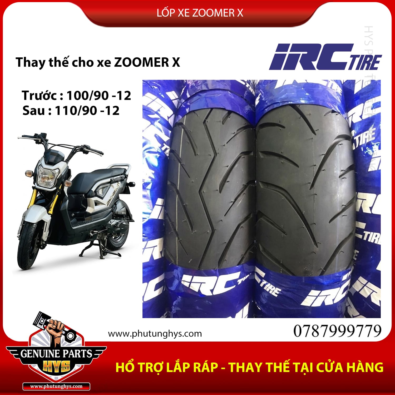 LỐP XE ZOOMER X 110 IRC