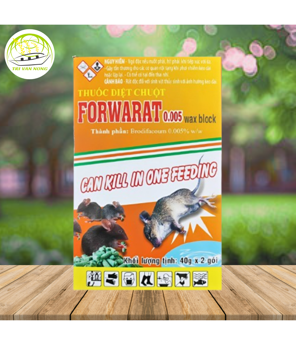 Thuốc diệt chuột Forwarat thế hệ mới 0.005% 1hộp/2gói Cty Trí Văn Nông.