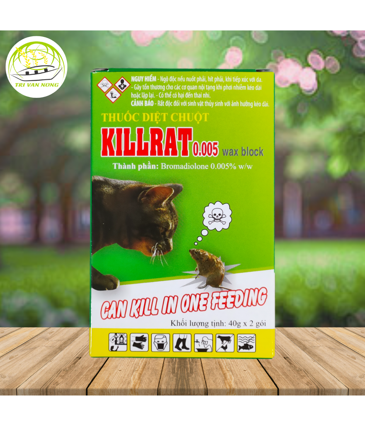 Thuốc diệt chuột KillRat thế hệ mới 0.005% 1hộp/2gói Cty Trí Văn Nông.