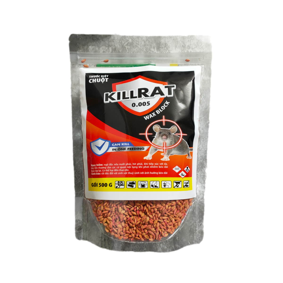 Thuốc diệt chuột killrat dạng hạt thóc, lúa 1 gói 500g Cty Trí Văn Nông.