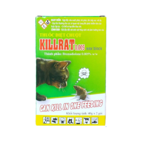  Thuốc diệt chuột KillRat thế hệ mới 0.005% 1hộp/2gói Cty Trí Văn Nông. 