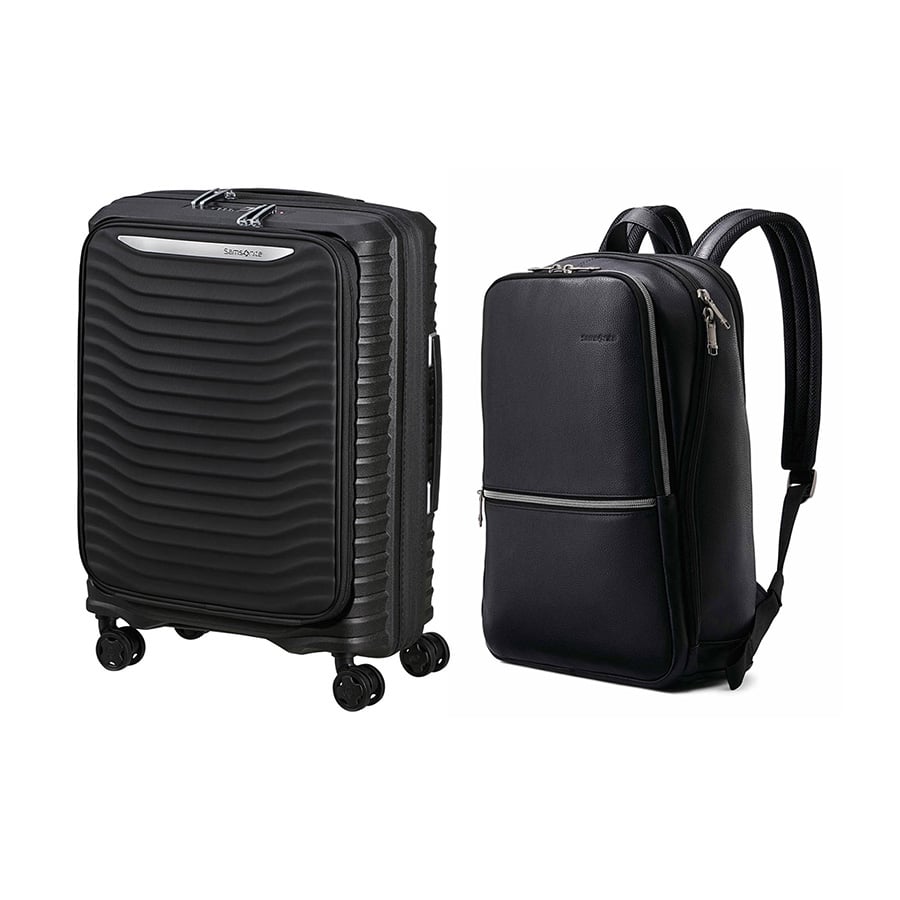  Set B4.2: Vali kéo Upscape EXP Easy Access + Balo laptop 14.1 Sam Classic Leather 